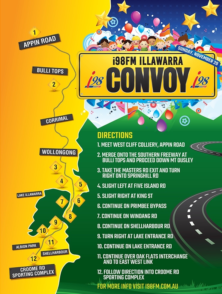 Convoy Route, start and finish locations and start times
