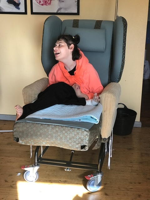 Courtney receives new evolution chair from Convoy funds!